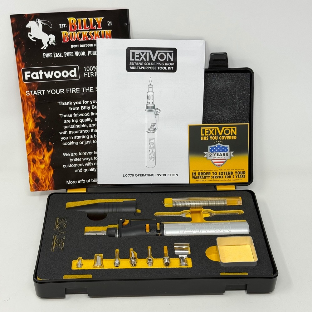 LEXIVON LX-770 Multi-Purpose Butane Soldering Iron Kit 13-Piece Cordless Tool